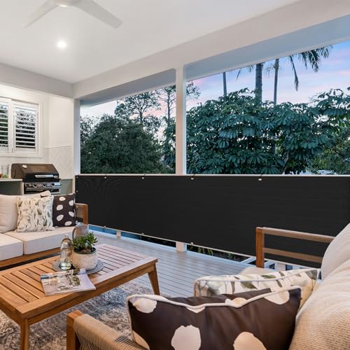 Vocray 0.9X5M Privacy Screen for Balcony Apartment Railing, Sun Protection Balcony Netting, Wind and Dust Barrier, Mesh Fabric for Outdoor Privacy Shield, Pool, Terrace, Patio, Fence Cover(Black) - Image 6