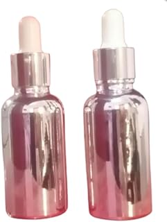 زجاجات قطارة فارغة من الزجاج قابلة لاعادة التعبئة والملئ 30 مللي- قطعتان - لون فضي لامع