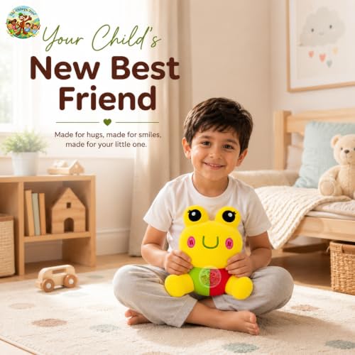 Image of Froggie Plush Soft Toy 22 CM for Kids | Ultra Soft Stuffed Frog Teddy | Cute Plush Animal Doll for Boys & Girls | Skin Friendly, Hugging Toy | Birthday Gift, Nursery Room Decor