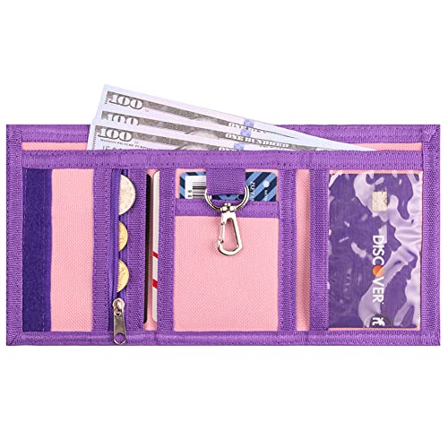 Image of Kids Wallet for Boys Girls Teens Trifold, Canvas Toddler Wallet for Boys, Cute Zipper Wallets Youth with Coin Pocket Card Holders, Novelty Wallets for Childrens Birthday Gifts, Unicorn 01, 0.4