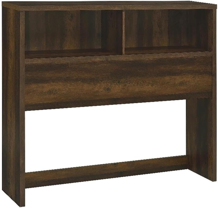 Pemberly Row Transitional Full Bookcase Headboard, 49 in, Dark Pine Finish, Engineered Wood with Scratch-Resistant Laminate, 2 Open Storage Cubbies, Rustic Bedroom Décor for Small Spaces