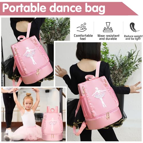 YOUYIKE Niños Mochila de Fitness, Bailar Deportiva Impermeable Bolsa de Playa, Bolsa para Viajes de Gimnasio, Adecuado Chico niña Bolsa Deport, Mochila Con Cordón, Rosa - imagen 6