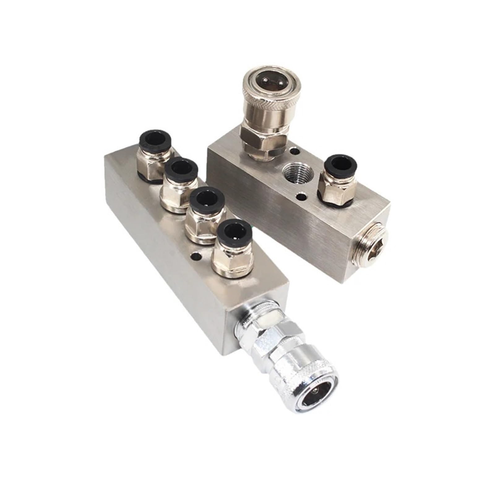 Sistema de lubricación de válvulas Separador de Acero Inoxidable 1/2 "PT Puerto roscado 2 3 4 5 6 7 8 9 10 vías 1/2 Conector de distribución de colector de Aire neumático(6 Way 8 Holes)