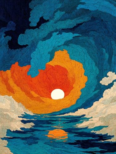 Pintar por Numeros Adultos Sunset, Pintar por Numeros Niños Nube, DIY Paint by Numbers Adult Kit, Manualidades Adultos con Pinceles y Pinturas Acrílicas, Decoración del Hogar Regalo, 50x70cm 2-1953