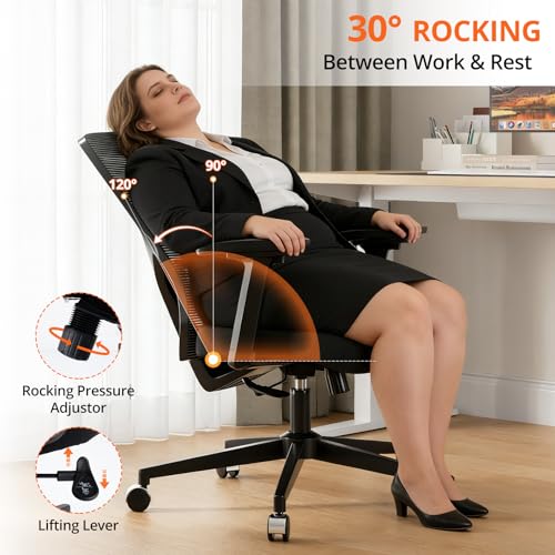 Image of 500 lbs Big and Tall Office Chair, Heavy Duty Mesh Desk Chairs with Comfort Spring-Supported Extra-Wide Seat Cushion, 3D Armrests, Ergonomic Breathable Computer Chair for Heavy People