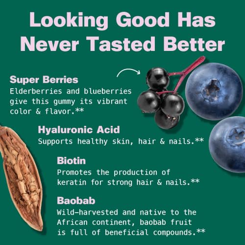 Image of Kuli Kuli Super Gummies - Skin Supplements with Baobab, Elderberry, and Biotin - Helps Support Skin Health - 60 Non-GMO, Gluten-Free Gummies