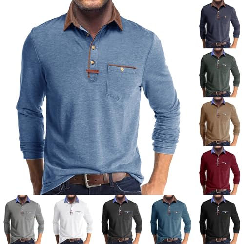 Cambkatl Men's Classic Golf Shirts - 2025 Fall Stretch Long Sleeve Button Up Tennis Business Lapel Casual T-Shirt with Pocket2