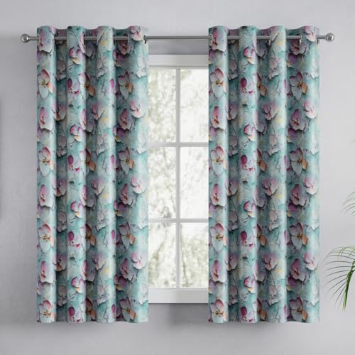 Image of haus & kinder Digital Printed Cotton Window Curtain 5 Feet Long Pack of 2 Window Curtains, 5 Feet Curtain for Window (Soft Impression, Multicolor 130x152 CM)