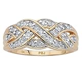 PalmBeach 10K Yellow Gold Round Genuine Diamond Braided Crossover Ring (1/4 cttw, I Color, I3 Clarity) Sizes 5-10 Size 10