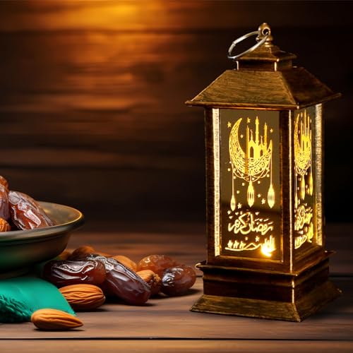 2PCS Ramadan Lantern, Dark Brown Mini Castle Moon, LED, Not Water Resistant, Home Decor, Eid Mubarak, Tabletop Mount - Image 4