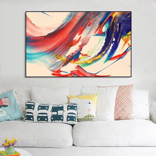 Art mural abstrait haut de gamme toile colorée encadrée 80x123cm décoration salon