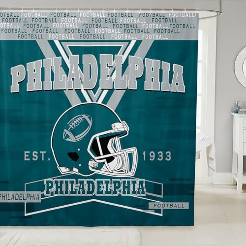 Erosebridal Football Shower Curtain 72x72 inch,American Football Bathroom Curtain for Football Fan,Football City Fabric Shower Curtain,Sports Waterproof Bathroom Curtains(Philadelphia)