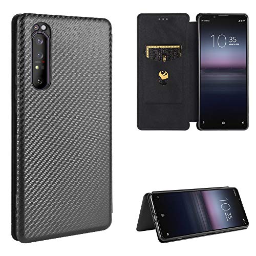Pelanty for Xperia 1 II so51a ケース 手帳型 炭素繊維調 SO-51A SOG01 携帯カバー 背面カバー 軽量 薄型 財布型 カード収納 ソニー エクスペリア1ii 第2世代 スマホケース マグネット ストラップ付き 耐衝撃