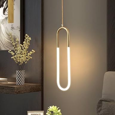 Woodman-Longline Pendant Light Nordic Creative Pendant Light Fixtures for Dining Room Bedroom Kitchen Living Room Office Height Adjustable Hanging Light Matte Gold