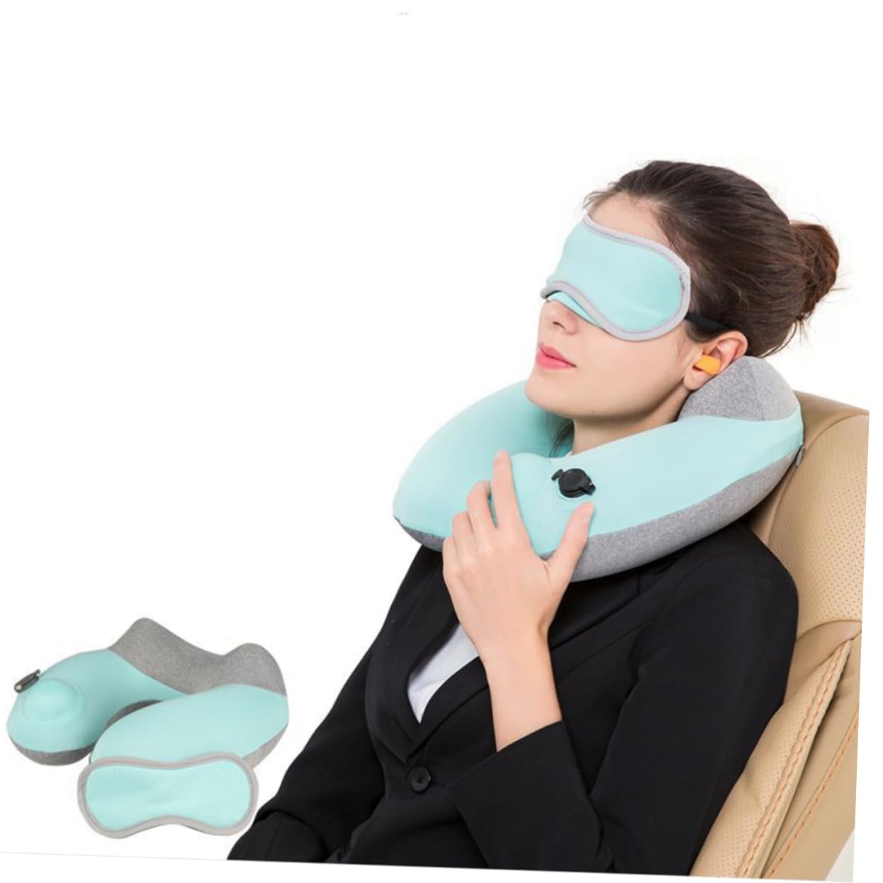 SOLUSTRE Cuscino Cervicale Gonfiabile da Viaggio Cuscino Forma di U Portatile Leggero per Dimensione e Rigidità per Campeggio e Guida Prevenzione del Dolore Cervicale