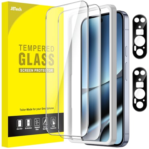 JETech Google Pixel 10 Pro XL�p �t���ی�t�B���� �J���������Y�t�B�����t�� �K�C�h�g�t�� �w�䃍�b�N�����Ή� �����K���X�� HD�N���A 2��+2���Z�b�g