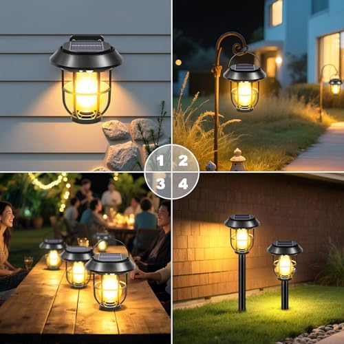 Awethone Solar Motion Sensor Lights Outdoor, Garden Yard Lighting, 4 Pack — view 3