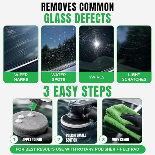 Image of 3D Glass Polish - Cerium-Oxide Based Window Polish, Light & Fine Glass Scratch Remover for Car Windows - Restores Clarity & Removes Wiper Marks, Swirls, Water Spots - 16oz (Pack of 2)