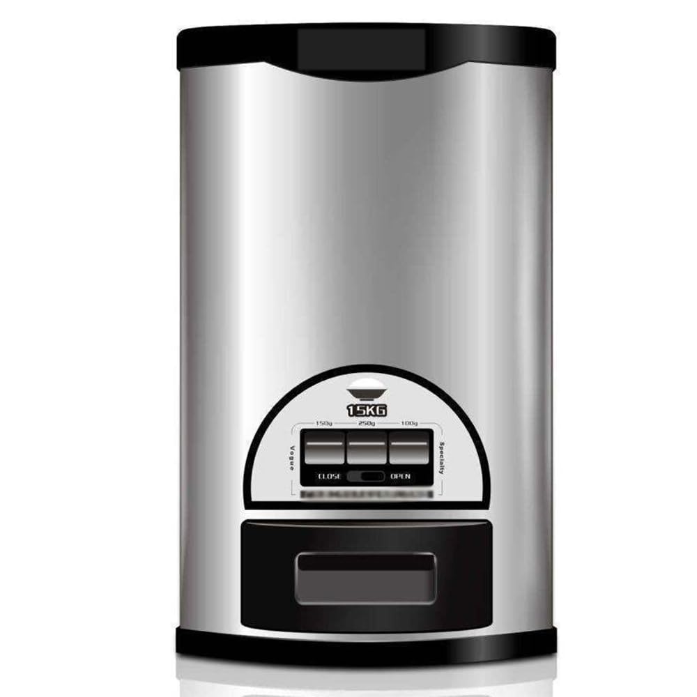 TsoLay Dispenser di Cibo, Contenitori per Riso in Acciaio Inossidabile, Distributore Automatico di Riso da 15 kg / 33 Libbre, Pulsante di Misurazione a Tre Marce, per Mais, Fagioli