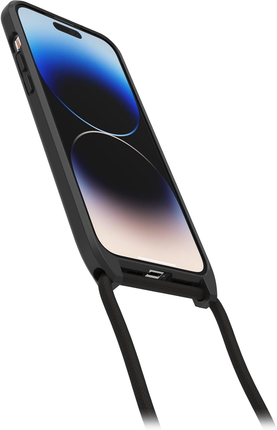 OtterBox Cover React Necklace con MagSafe per iPhone 14 Pro Max, Custodia sottile, antishock con cordone da collo, adattabile e intercambiabile, testata a norme MIL STD 810G, Nero