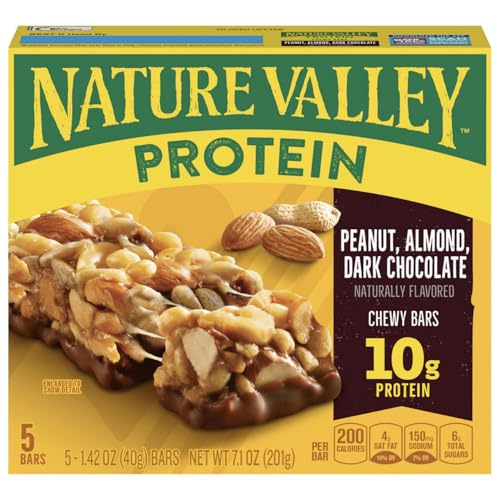 Nature Valley Chewy Protein Granola Bars, Peanut Almond Dark Chocolate, 5 Bars, 7.1 OZ