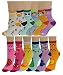 12 Pairs Pack Kids Girls Colorful Creative Fun Novelty Design Crew Socks (4-6, Days)