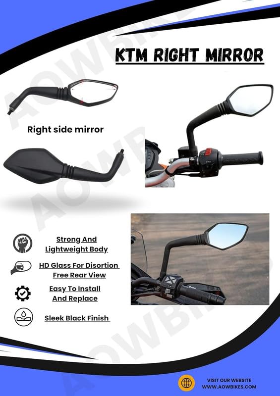 Image of PA Right Side Mirror Compatible with KTM Duke (BS4)