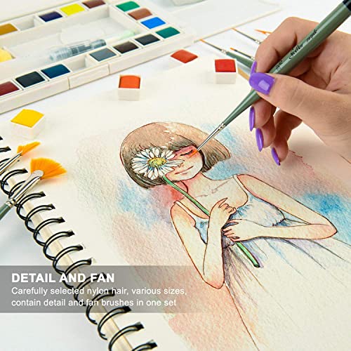 Detail Paint Brush Set, 12Pcs Fine Miniature Paint Brushes Kit With Fan Brush Perfect For Acrylic, Oil, Watercolor, Art, Scale, Model, Face, Paint By Numbers #TOP1