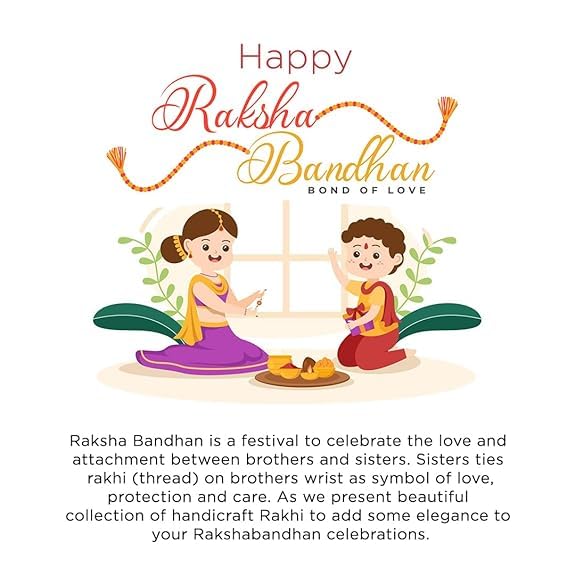 Image of Shubhanjali Crystal Beads Rakhi for Brother | Handmade Healing Crystal Stone Designer Rakhi for Bhaiya | Raksha Bandhan Gift Set with Roli Chawal, Kumkum, Greeting Card & Potli