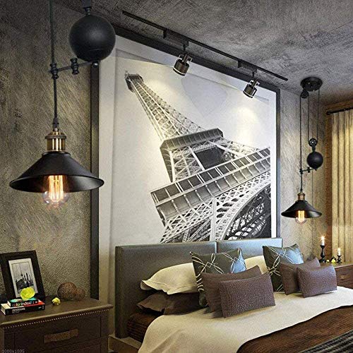 Lustre suspension industrielle noire E27 réglable pour salon et loft