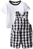 Calvin Klein Baby Boys' T Shirt with Plaid Shortall Set
