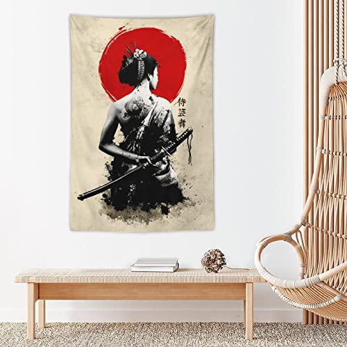 Jokimal Japanese Woman Geisha Samurai Tapestry Poster Wall Wall Art Wall Decor Apartment Home Dorm Wall Decorations For Living Room Bedroom Tapestries 40"X60" #TOP2