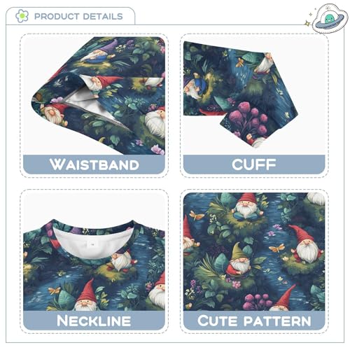 JUNZAN Cute Gnomes Flowers Big Boys Sweatshirts Hoodies Long Sleeve Fall Tops Shirts Camping 4T3