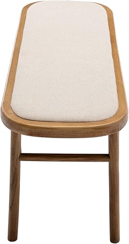 Miniatura 13 de Kmax Banco tapizado de mimbre de mimbre para entrada, madera maciza rústica de 45 pulgadas para sala de estar/dormitorio/pasillo