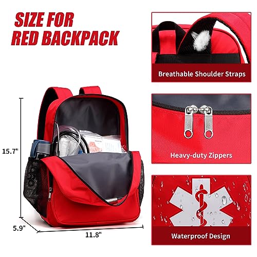 Image of Gatycallaty First Aid Backpack Emergency Medical Empty Waterproof Survival First Responder Trauma Bag Travel Home Outdoor (Red, Snake)