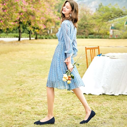 Image of Shupua Dress Shoes for Women Round Toe Flats Shoes Lace Ballet Flats Dressy Comfortable Foldable Flats Low Heel