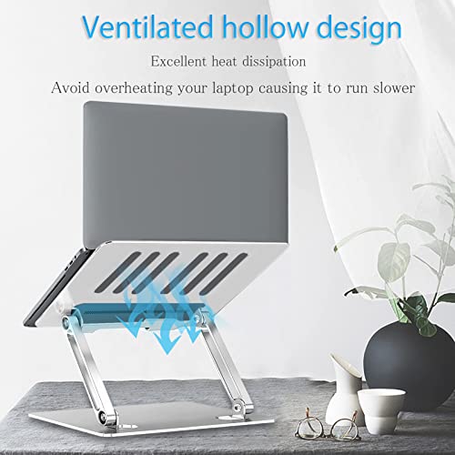 Miady Laptop Stand, Ergonomic Aluminum Laptop Mount Computer Stand For Desk, Detachable Laptop Riser Metal Holder Compatible With 10 To 16 Inches Notebook Computer, Silver #TOP4