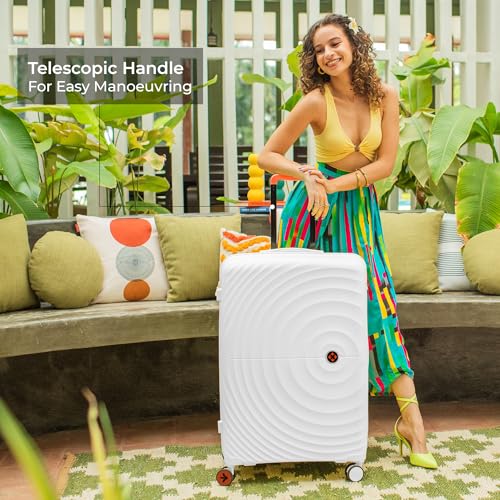 Image of Nasher Miles Polypropylene Spinner Seattle Hard-Sided Check-in Luggage 28 inch | 75cm | 8 Wheels Large Trolley Bag for Travel | Suitcase (White)