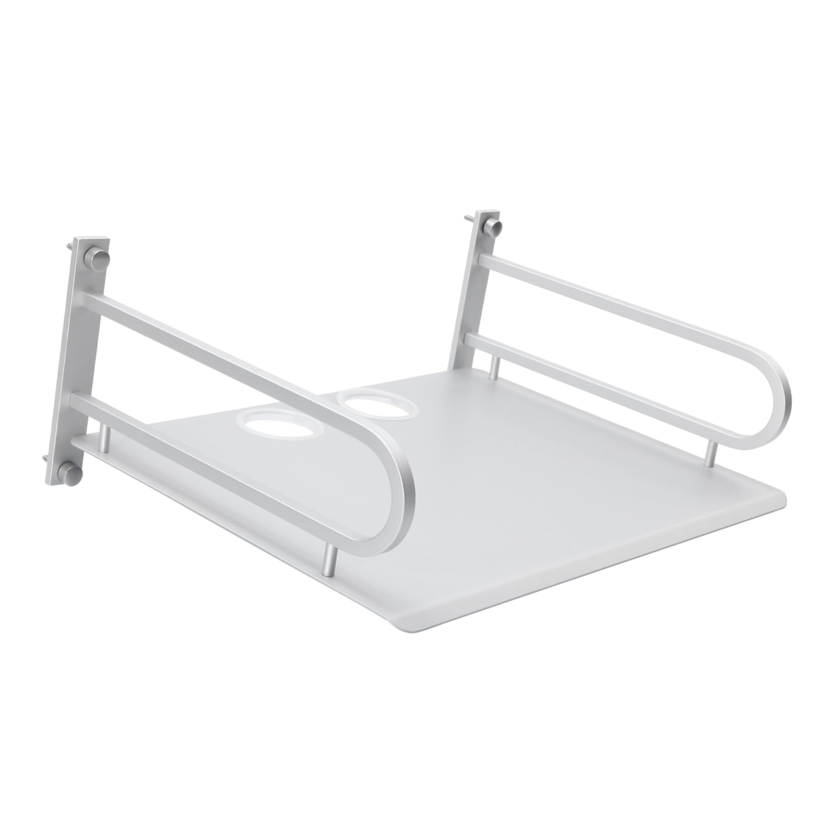 Wandmontiertes Aufbewahrungsregal zur Wandmontage aus Aluminium Silber mit Ablagefach Stabil für Router und Receiver für Wohnzimmer und Büro