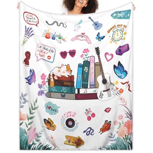 Ruicnte Music Singer Inspired Throw Blanket Birthday Gift for Daughter from Mom Niece Blanket Present for Sister Friends Girlfriend 52x60 Bookish Gifts for Reader Bookworm Book Lovers