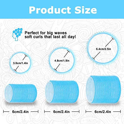 Self Grip Hair Roller Set,Hair Roller Set 18 Pcs,Heatless Hair Curlers,Hair Rollers For Long Hair,Medium And Short Hair,Hair Rollers With Hair Roller Clips And Comb,Salon Hairdressing Curlers,Diy Hair Styles, Sungenol 3 Sizes Blue Hair Rollers In 1 Set #TOP1