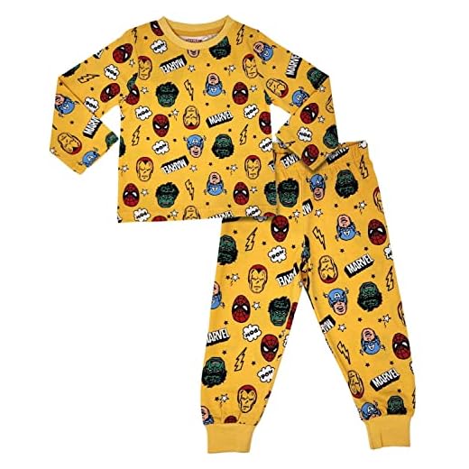 Marvel Pijama de Manga Larga Oficial Spiderman, Hulk, Iron Man y Capitán América para niño - 5-6 Años: 116cm