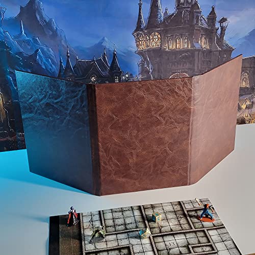 Game Master Screen - 30In Portrait Dm Screen Compatible With Dungeons And Dragons And Other Ttrpg - Faux Dragon Skin With Clear Dry Erase 8.5 X 11 Pockets - Slipcase Stores With Dnd Books - Brown #TOP3