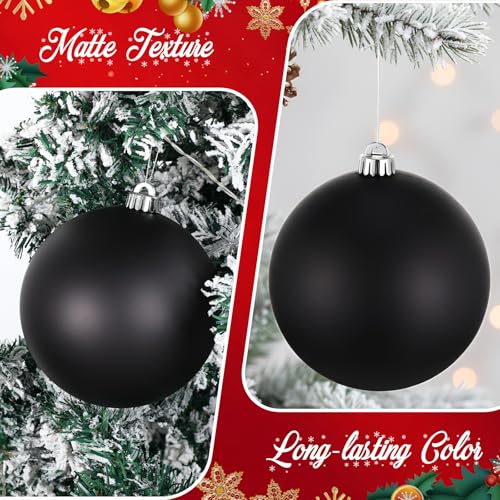 Poen 12 Pcs 6 Inch Extra Large Christmas Ball Ornaments Giant Jumbo Christmas Tree Ball Decoration Shatterproof Huge Big Xmas Hanging Ornaments for Indoor Outdoor Holiday Party Decor(Black) by Poen - Image 3