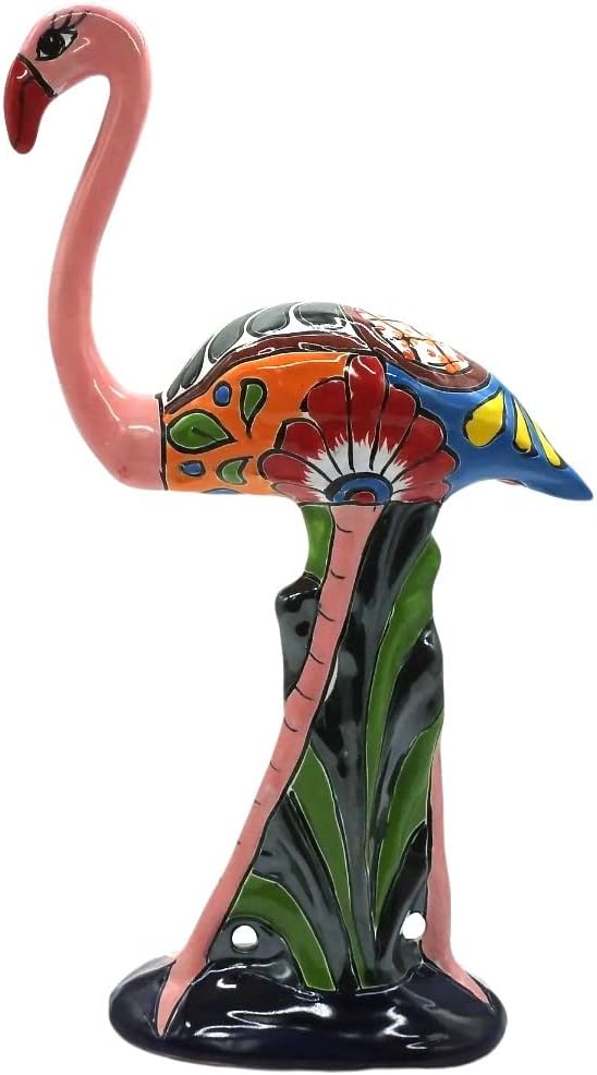 Flamingo Small Hand Painted Indoor Outdoor Multi Colored Figure Glazed Pink
