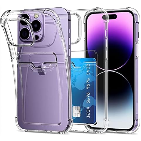 iPhone 14 Pro Case Clear, Aeska Back Card Holder Slot Cover Ultra Slim Thin Flexible Clear TPU Gel Rubber Soft Skin Silicone Protective Clear Case with Card Slot for iPhone 14 Pro 6.1'' (Clear) Cover
