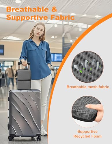 Image of FASTMOMENT Airplane Seat Cushion Portable Travel Cushion for Comfort Foldable Stadium Pad with Breathable Fabric Seat Pad Perfect for Long Flights, Office, Bleacher, Camping