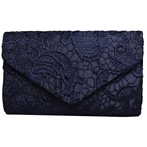 SUMAJU Lace Envelope Clutch, Womens Floral Lace Envelope Clutch Purses, Elegant Handbags For Parties and Wedding Occasions Blue Cover