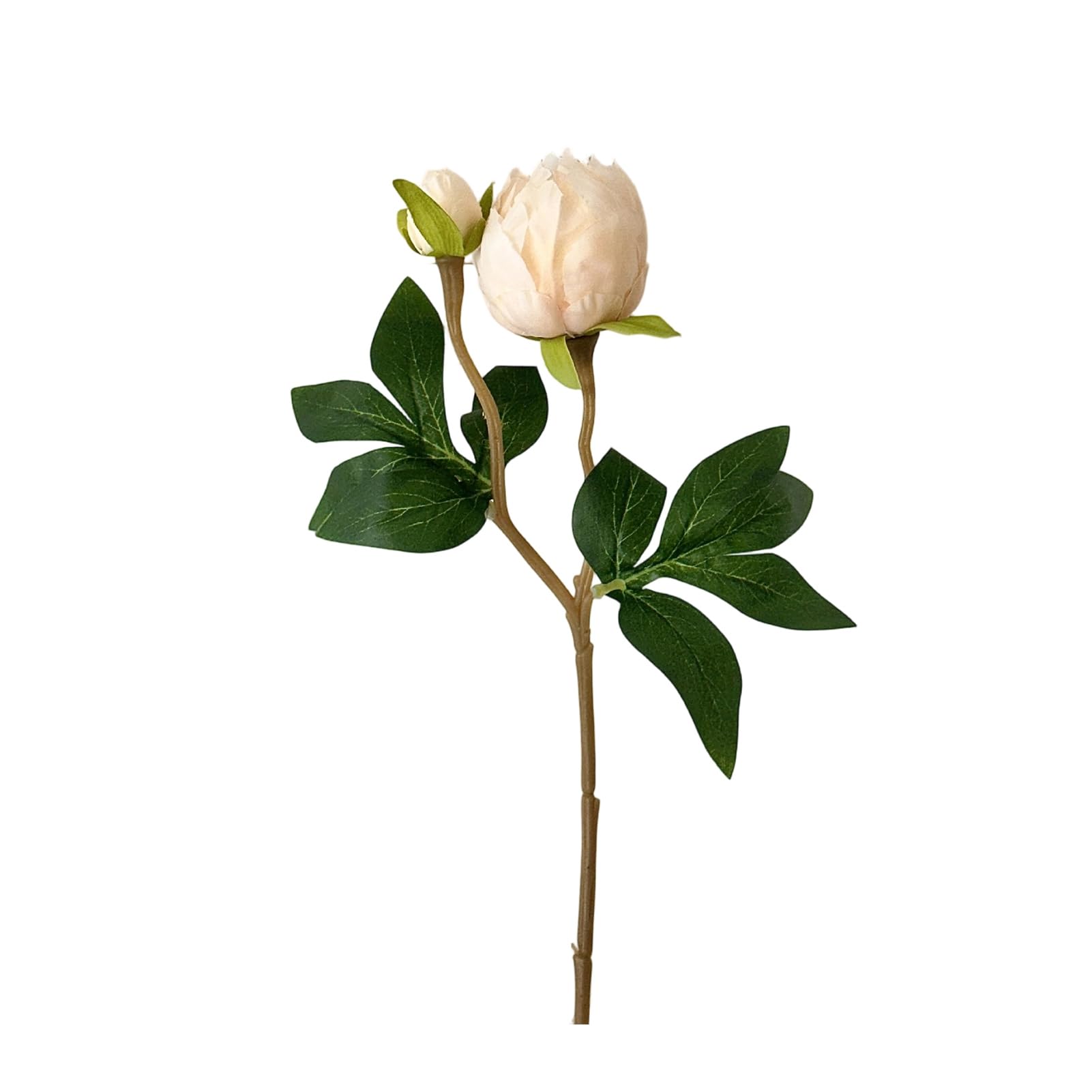 Rikuuui Artificial Peony Flowers 17 Inch Realistic Faux Peony with Bud, Lifelike Bouquet Stem for Vase Wedding Centerpiece Indoor Table Decor Champagne