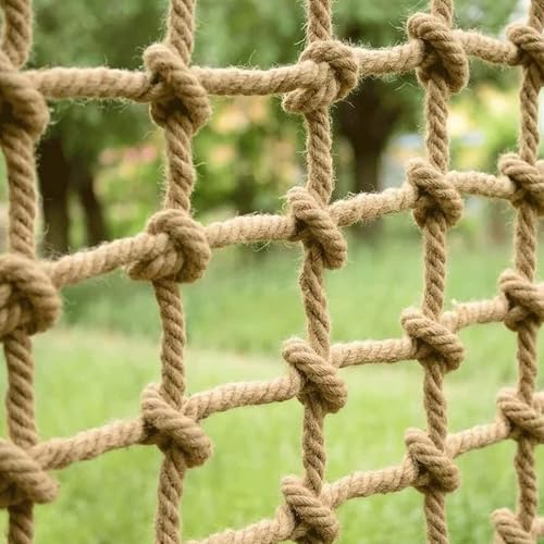 Rete da Arrampicata per Interni - Rete anticaduta in Corda Spessa 8 mm, Maglia da 12 cm per Parco Giochi all'aperto, Rete da Giardino in Canapa Resistente, Attrezzatura da Gioco per la sicur